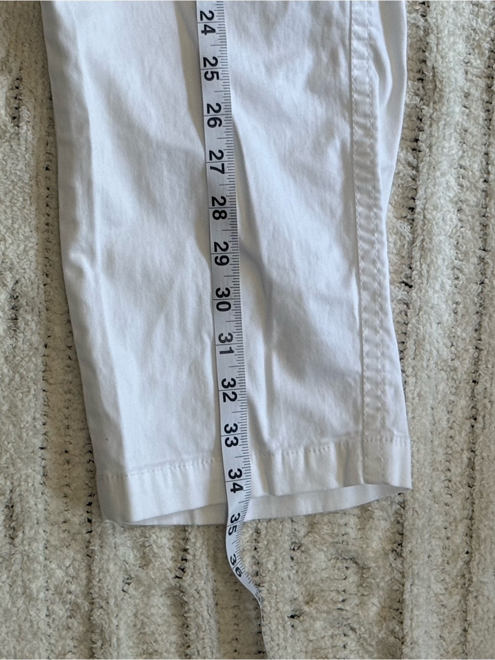 ONE5ONE White Cropped Pants Floral Waistband Stretch Cotton Size 10 - Picture 8 of 14